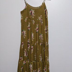 Cami Tier Green Midi Dress in Metallic Classic